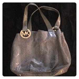 Michael Kors gray faux snakeskin shoulder bag